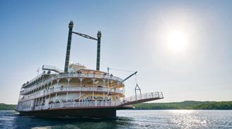 Scenic riverboat cruise highlighting romantic things to do in Branson.