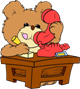 Secretary Bear - Brown teddy bear sitting at a desk writing with a pencil and talking on a red telephone. This image has been has been on the Branson Country Tours website since it was first developed.

Our secretary bear lets you know that we're here waiting for your call so we can help you plan your next trip to Branson. We offer vacation packages with shows, attractions and lodging, vacation packages with lodging only or even vacation packages with tickets only.